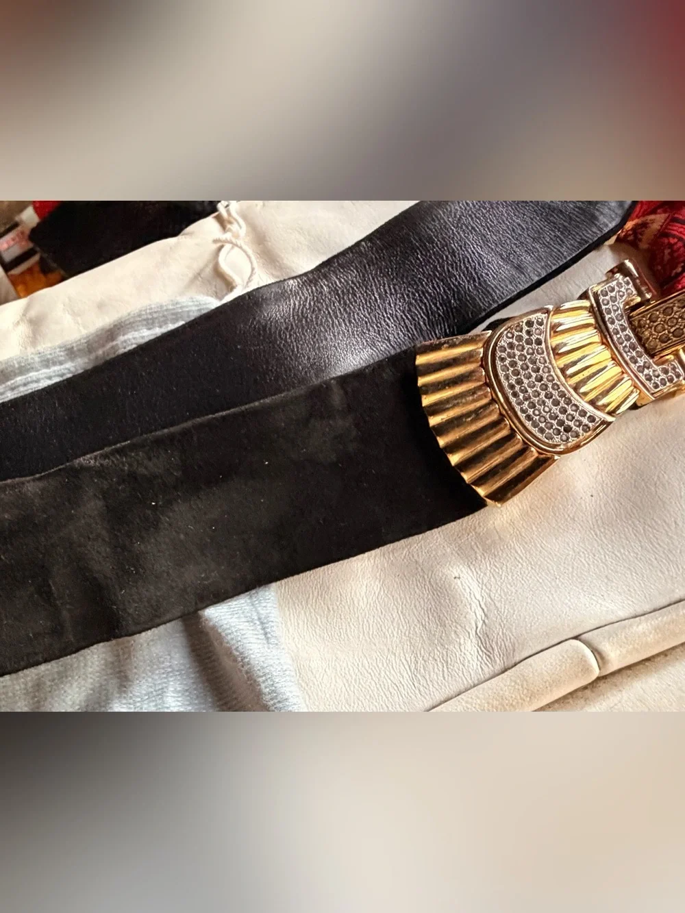 Vintage Judith Lieber Adjustable Suede Belt W/Dust Bag